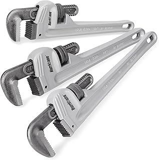 HURRICANE 3-Piece Aluminum Pipe Wrench Set,10", 14", 18", Heavy Duty Adjustable Plumbing Wrench Set, 40% Lighter, Wider Application Range