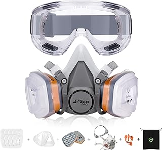 AirGearPro G-500 Reusable Respirator Mask with A1P2 Filters | Anti-Gas, Anti-Dust | Gas Mask Ideal for Painting, Woodworking, Construction, Sanding, Spraying, Chemicals, DIY etc