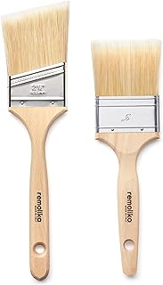2 - Pack Premium Paint Brushes - Made in Italy – 3” Flat Paint Brush, 2,5” Angle Sash Brush - Premium Quality Synthetic Bristle Paint Brush Set - Ideal for Professionals and Homeowners