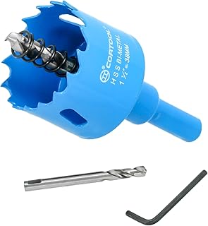 1-1/2 Inch Hole Saw with Arbor for Metal and Wood Cutting, Bi-Metal Hole Cutter, 1-1/2" Hole Saw Kit for Drywall, Wood, PVC Boards, Fiberglass and Vent Pipes