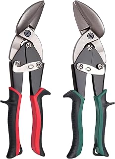 Aviation Tin Snips Set, Straight Heavy Duty Left and Right Tin Cutting Shears, 2-Piece Metal Cutters With Comfort Grips and Safety Latch