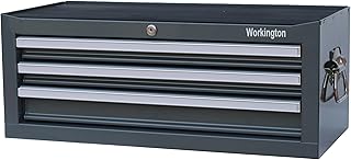 Workington Industrial 3 Drawers Portable Metal Intermediate Box, 26" Middle Tool Chest Cabinet with Ball Bearing Drawer Slides, Steel Tool Storage Box Organizer 4009 Gray