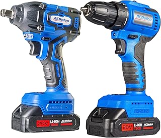ACDelco ARI20132-K1 20V Cordless Drill, Impact Driver,Impact drill, 2 Tool Power Tool Combo Kit, Brushless Power Tool Set with 2 Batteries and Charger Included