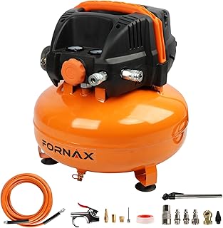 FORNAX Pancake Air Compressor with two couplers, 6 Gallon Portable Electric air compressor, 150 PSI, Oil -Free with 14 PCS Air Compressor Accessories Kit (Kits)