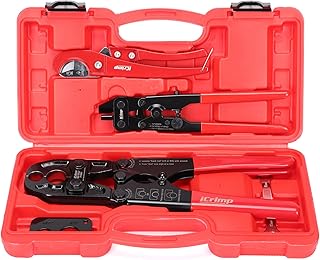 iCrimp Combo Pex Pipe Crimping Tool Kit for 1/2 and 3/4-inch Copper Ring, meets ASTM 1807, Copper Ring Crimper, Removal Tool and Pex Tubing Cutter