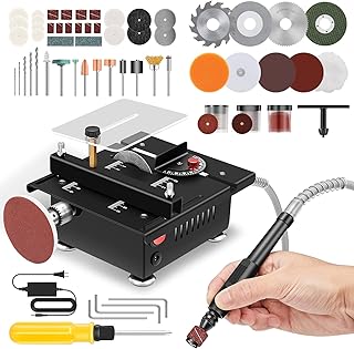 Saker Mini Multi-Functional Table Saw,Mini Table Saws for Crafts,Portable Desktop Electric Saw for Wood Cutting,Speeds & Angle with More Accessories for Plastic Acrylic Cutting(60+PCS)