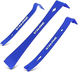 3-Piece Flat Pry Bar Set, 9-1/4" Trim/Pry Bar, 7-1/4" Ultra Bar and 5-1/2" Mini Bar, High Carbon Steel Crowbar for Nail Puller, Baseboard Removal, Furniture Repair