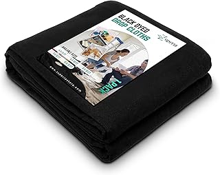 ZUPERIA Black Drop Cloth (4 x 15 Feet - Pack of 1) - Pure Canvas Drop Cloth for Painting, Curtains & Floor Protection Washable & Reusable Tightly Woven Paint Cover for Multipurpose use