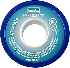 South Bend Components 1/2 Inch x 1429 Inch 70885 PTFE Thread Seal Tape – Teflon Tape for Plumbing, Gas, Water, and Air Systems | Leak-Proof, Durable Thread Tape for Metal and Plastic Pipes (1-Pack)