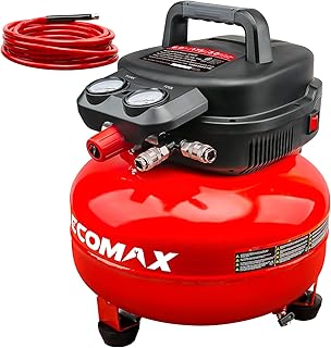 Air Compressor, 6-Gallon Pancake Air Compressor with 25 FT Air Hose, MAX 175PSI Pressure/1.5HP, Compressor for Air Tools, Car Tires, Garage, and Shop
