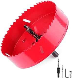 6" Hole Saw -152mm HSS Bi-Metal Hole Cutter for Different Project with Smooth and Flat Drilling Edge, Fast Chip Removal, Handy Hole Saw Kit Set for Cornhole Boards,Wood, Plastic Board, Ceiling