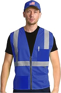 AYKRM 2 Pocket Mesh High Visibility Reflective Safety Vest for men & Women ANSI/ISEA 107 Standards