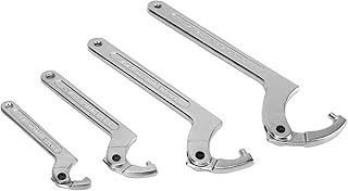 Qiilu Adjustable Pin Wrench Set, Suitable for Different Nut Diameters, with Chrome Finish, Sturdy Handles, Hanging Rings, Alloy Steel Material, Universal Application, Tools, 3 4-2in