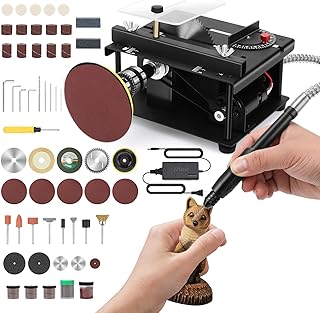 Mini Table Saw, 100W Portable Small Desktop Electric Saw, Speed & Angle Adjustable 30MM Cutting Depth, Precision Hobby TableSaw with Belt Sander for Wood Craft, Woodworking, Model Making