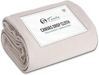 TOALLA_DROPCLOTH_12X15_Natural ft Pack of 1-8oz Painters Drop Cloth for Painting - Canvas Tarps for Floor & Furniture Protection - All Purpose Canvas Fabric Painting Drop Cloths