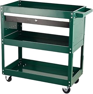 Tools Trolley Cart, Car Workshop Toolbox Cabinet Organizer Wall Holder Mechanical Chest Shelf Storage Wheels Garage Tray(with Drawer Green)