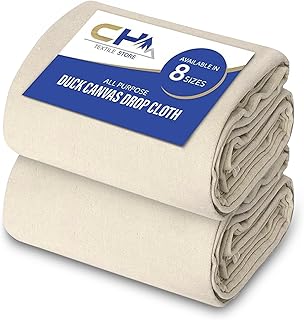 Canvas Painters Drop Cloth (Size 4 x 10 Feet - Pack of 2) - Pure Cotton Paint Drop Cloth for Painting, Curtains, Furniture & Floor Protection - All Purpose Thick Canvas tarp with Double Stitched Edges