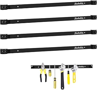 4 Pieces 24" Magnetic Tool Holder Strip, Black Magnet Bar, Metal Tool Organizer Rack for Garage Organization, Easy To Install in Workshop, Mounting Screws Included