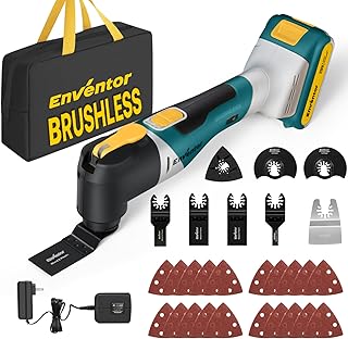 Enventor 20V Cordless Oscillating Multi Tool, Brushless Oscillating Saw with 28PCS Accessories, Fast Charger, 6 Variable Speeds, 4° Oscillation Angle for Scraping, Sanding