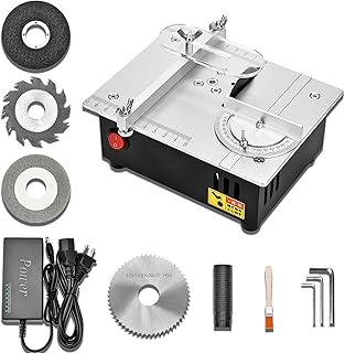 Precision Mini Electric Table Saw, DIY Hobby Handmade Woodworking Bench Cutting Machine Adjustable Cut Depth Small Desktop Saw for Miniature Wood Craft (Elevating version)