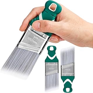 3 Pack 2 Inch Angled Paint Brush Set, Synthetic Bristles, Easy Grip Rubber Short Handle, Smooth Finishes Paint Brushes for Painting Walls, Cabinets, Sash, Edge, Corner, Cut in, Trim, Touch up