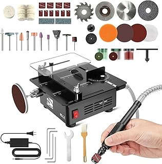 Mini Table Saw, Mini Table Saws for Crafts, Multi Functional Table Saw, Portable Desktop Electric Saw for Cutting,Grinding,Engraving Drilling.Speed & Angle Adjustable,for Wood/PCB/Acrylic/Plastic