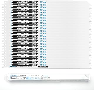 25Pack 12 inch Reciprocating Saw Blades Set,18 TPI High Carbon Saw Blades, Metal Saw Blades with Organizer Case (25, 18TPI/300mm)