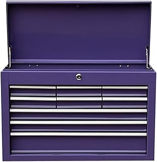 Workington Portable Metal Tool Chest with 9 Drawers, 24" 9-Drawer Tool Chest Cabinet with Ball Bearing Drawer Slides, Steel Tool Storage Box Organizer 4006 Purple