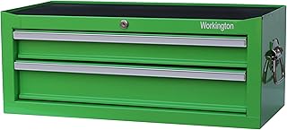 Workington Industrial 2 Drawers Portable Metal Intermediate Box, 26" Middle Tool Chest Cabinet with Ball Bearing Drawer Slides, Steel Tool Storage Box Organizer 4008 Green