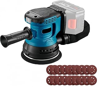 5 Inch Cordless Random Orbital Sander Fits for Makita 21V Battery, Small Palm Rotary Sanding Tool, Adjustable Speed Power Sander with Dust Collector & 20PCS Sandpapers for Woodworking (Tool Only)