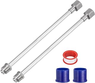 uxcell 1set 30cm/12 Airless Paint Sprayer Extension Rod & Nozzle Tips Guard Base Set for Airless Spray Painting Gun Tip Extension Pole Rod, Red