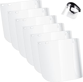 Kingdder 6 Pcs Clear Face Shield Replacement for Grinding and Cutting, 15x 8x 0.04 Inches Safety Faceshield Visors(PET,Edgeless)