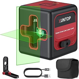 100Ft Laser Level Self Leveling (±3°) with ±1.5mm/5m Accuracy Green Cross Laser Level with Magnetic Bracket and Pouch for Picture Hanging Wall Floor Tile Construction (Class 2, <1mW Output)