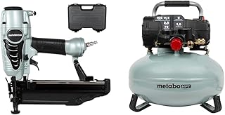 Bundle of Metabo HPT Finish Nailer | 16 Gauge Finish Nails - 1-Inch up to 2-1/2-Inch | Integrated Air Duster | 5-Year Warranty | NT65M2S + Metabo HPT Air Compressor, Pancake, 6-Gallon, 165 PSI, EC711S