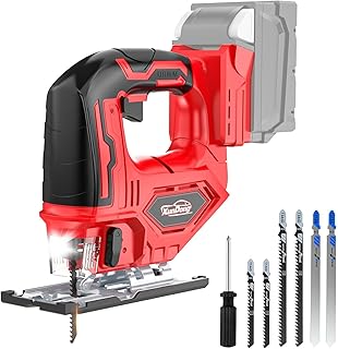 Cordless Jig Saw Compatible with Milwaukee 18V Battery, 2900RPM Max Motor, 0°-45° Bevel Cuts, 3-Position Orbital Setting for Straight/Curve/Circle(Wood/Metal/PVC), Variable Speed, Jigsaw w/LED Light