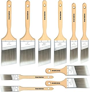 Great Andrew 10 Pack Paint Brushes Bulk (1" 1.5" 2" 2.5" 3") Set, Angle Sash Brushes for Trim, Walls, Wood, Stain Brushes for Painting House & Exterior, Latex, Oil