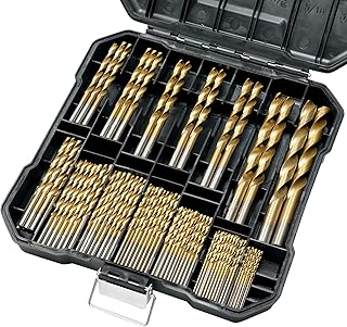 99 Pcs Drill Bit Set(1/16“-3/8”), 135° Tip Titanium Coated High Speed Steel, Twist Drill Bit Kit for Iron, Aluminum Alloy, Copper, Wood, Plastic, with Hard Storage