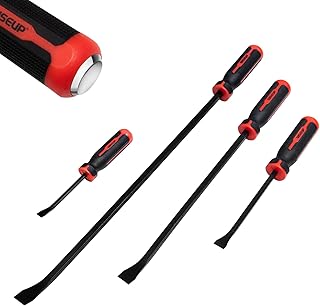 WISEUP 4-Piece Pry Bar Set，8",12",18",24" Heavy Duty Crowbar with Thicker Strike Caps for Prying，Demolition，Automotive Mechanic Hand Tools