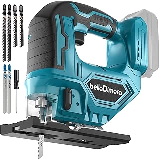 Jig saw compatible with Makita 18V Battery (Battery not Included), Cordless Jigsaw with LED Work Light, 0°- 45° Bevel Cuts, 3 Orbital Settings for Straight/Curve/Bevel/Circle Cutting