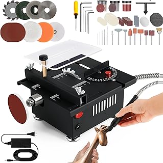Mini Small Multi-Functional Table-Saw - Portable Crafts Table Saw Speed Angle Cutting Depth Adjustable Cutting Sanding Engraving for Wood Acrylic PCB Plastic