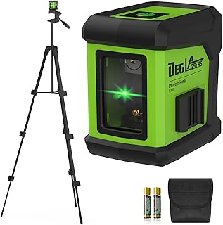 Self Leveling Laser Level with Tripod,DEGLASERS 100ft Green Cross Line laser lever,Lazer Leveler Tool for Picture Hanging Floor Tile Wall Home Renovation, Indoor Project, Battery Included