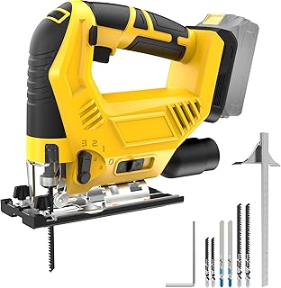 Cordless Jig Saw Compatible with Dewalt 20v Max Battery(No Battery) Brushless Jigsaw, Variable Speed, 45° Beveled Cuts, 3 Orbital Action, with Jigsaw Blades for Straight/Curve/Circle Cutting