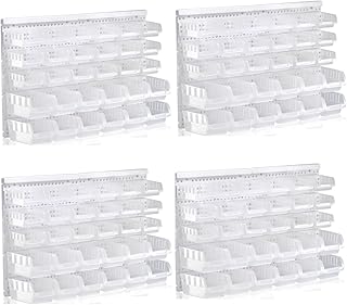 Transparent Garage Organizer Bins, 120PCS Wall Mounted Storage Small Parts Bins With White Pegboard to Store Nuts,Bolts, Screws, Nails