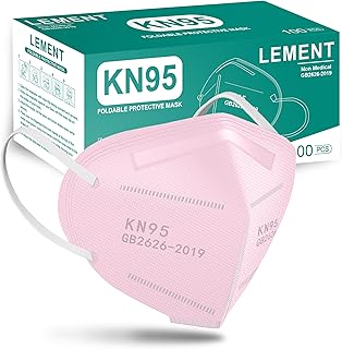 LEMENT KN95 Face Masks,100 Pack Breathable Cup Dust Disposable Masks For Adults,Pink