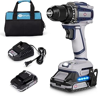 20V Cordless Drill, Power tool, 620 in-lbs Torque, 3/8" Metal Keyless Chuck with Safety Lock, 20+1 Position Electric Drill Driver with LED, Brushless Power Drill with 2.0Ah Battery and Charger