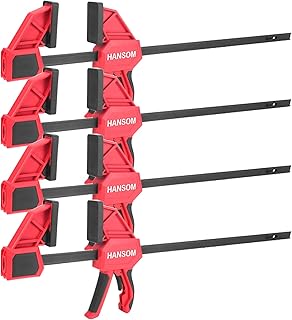 Upgraded 4-Pack 24 Inch Woodworking Clamps,Bar Clamps Heavy Duty 350LBS Throat Depth 3-1/3”,One-Handed Quick Grip/Spreader Wood Clamps Set with Quick Change Button