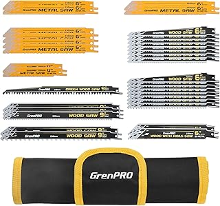 34 Pcs Reciprocating Saw Blade Set with Organizer Pouch, Metal & Wood Sawzall Blades for DeWalt, Bosch, Makita, Milwaukee, Ryobi, Ridgid, Black&Decker, Skil, Craftsman