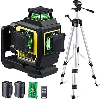 Firecore Laser Level 360 Self Leveling with 60" Tripod, 1/13" High Accuracy, Outdoor Pulse Mode to 197 Ft, Rechargeable Green Cross Line Lazer Leveler Tool for Construction, Home Renovation - F95T-XG