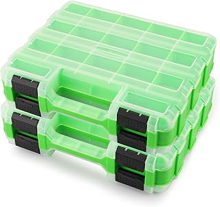 Small Parts Tool Box Organizer, 2-Packs Double-sided 34-Compartment Storage Tool with Removable Dividers, Plastic Storage for Hardware, Screws, Bolts, Nails, Nuts, Jewelry and Fishing Accessories
