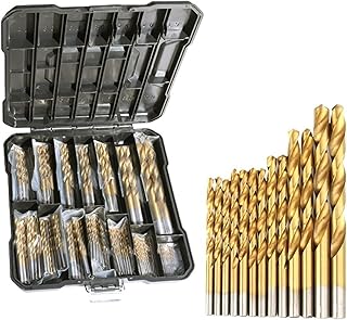 50/99pcs Titanium Coated High Speed Steel Drill Bit Set Hex Shaft Straight Spiral Twist Bits(99pcs Boxed)